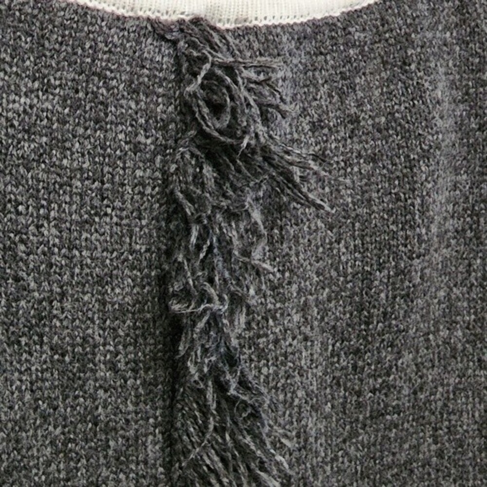 Maison Mascallier Sweater Fringe Trim on Back Grey White Size L - Picture 8 of 9